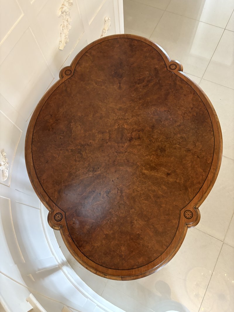 Outstanding Quality Antique Victorian Burr Walnut Inlaid Centre Table - Image 4